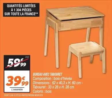 Bureau Avec Tabouret offre à 39,99€ sur Netto