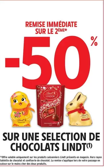 Lindt - Sur Une Selection De Chocolats offre sur Intermarché Express
