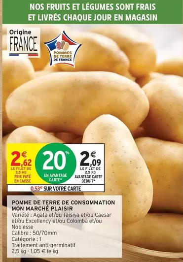 Pomme De Terre De Consommation Mon Marché Plaisir offre à 2,62€ sur Intermarché Express