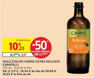 Carapelli - Huile D'olive Vierge Extra Delicato offre à 10,23€ sur Intermarché