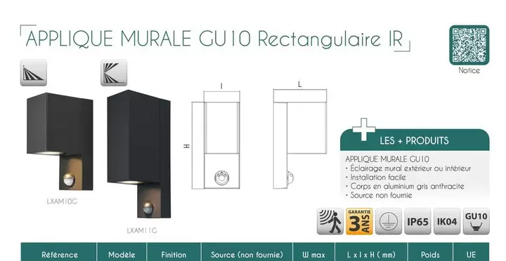 Applique Murale GU10  offre sur Yesss Electrique