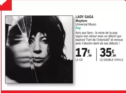 Lady Gaga offre à 17,99€ sur E.Leclerc Espace Culturel