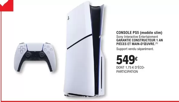 Sony - Console Ps5 (modèle slim) offre à 549€ sur E.Leclerc Espace Culturel