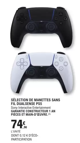 Sony - Sélection De Manettes Sans Fil Dualsense Ps5 offre à 74,9€ sur E.Leclerc Espace Culturel