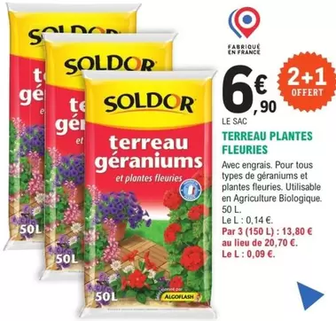 TOUS - Terreau Plantes Fleuries offre à 6,9€ sur E.Leclerc Jardi