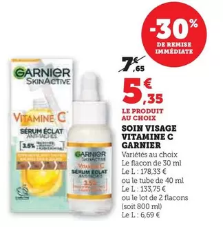 Garnier - Soin Visage Vitamine C offre à 5,35€ sur U Express