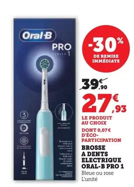 Oral-B - Brosse A Dents Electrique Pro 1 offre à 27,93€ sur U Express