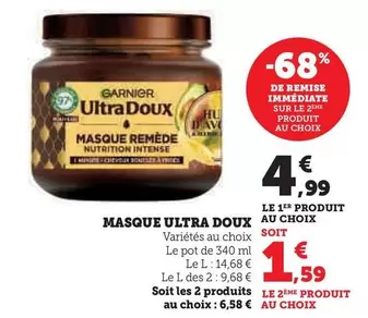 Garnier - Masque Ultra Doux offre à 4,99€ sur U Express