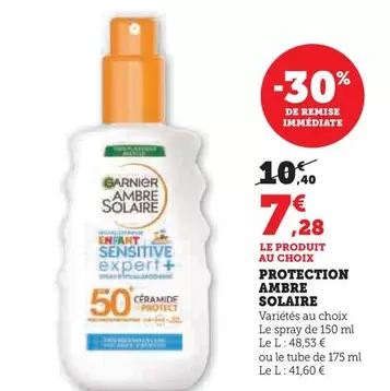 Garnier - Protection Ambre Solaire offre à 7,28€ sur U Express