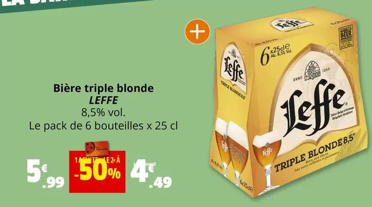 Leffe - Bière Triple Blonde offre à 5,99€ sur Coccinelle Supermarché