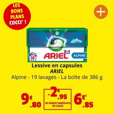 Ariel - Lessive En Capsules offre à 6,85€ sur Coccinelle Supermarché