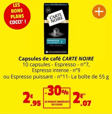 Carte Noire - Capsules De Café offre à 2,95€ sur Coccinelle Supermarché