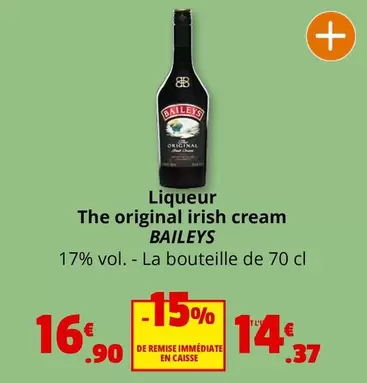 Baileys - Liqueur The Original Irish Cream offre à 14,37€ sur Coccinelle Supermarché