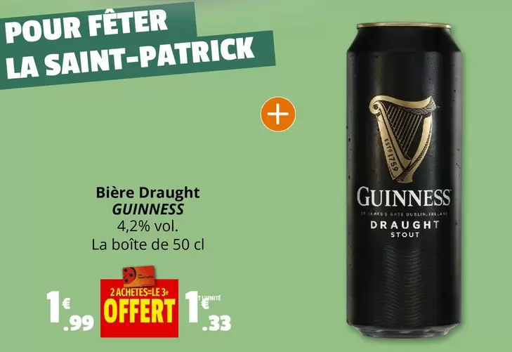 Guinness - Bière Draught offre à 1,33€ sur Coccinelle Express