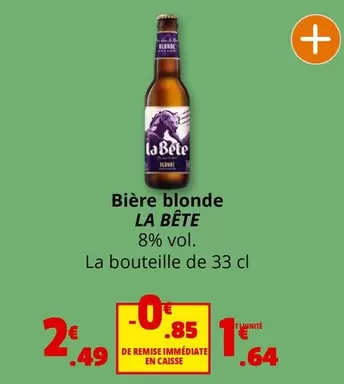 La Bête - Bière Blonde offre à 2,49€ sur Coccinelle Express