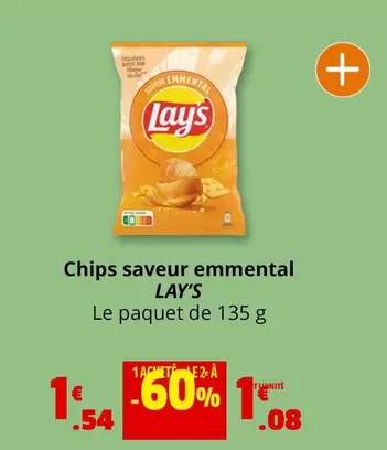 Lay's - Chips Saveur Emmental offre à 1,54€ sur Coccinelle Express