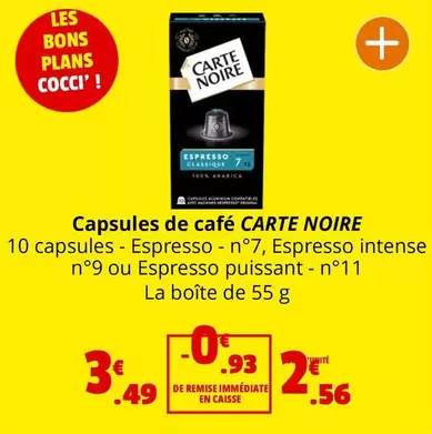 Carte noire - Capsules De Café offre à 3,49€ sur Coccimarket