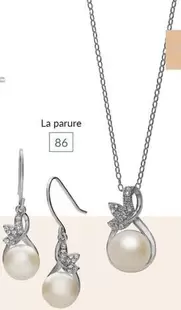 Parure Collier + Boucles D'oreilles Argent, Perles Synthétiques Et Oxydes De Zirconium - Collier 42 Cm offre sur Auchan Hypermarché