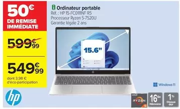 HP - Ordinateur Portable offre à 549,99€ sur Carrefour City