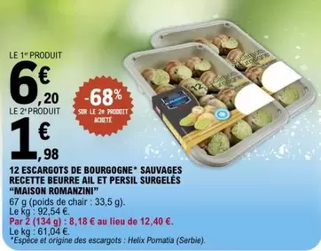 Persil - 12 Escargots De Bourgogne Sauvages Recette Beurre Ail Et  Surgelés offre à 6,2€ sur E.Leclerc