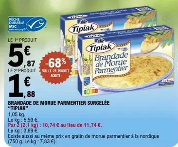 Tipiak - Brandade De Morue Parmentier Surgelée offre à 5,87€ sur E.Leclerc