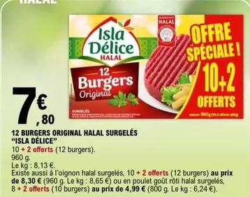 Isla Délice - 12 Burgers Original Halal Surgelés offre à 7,8€ sur E.Leclerc