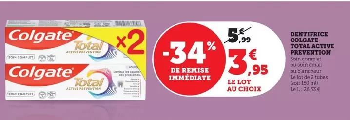 Colgate - Dentifrice offre à 3,95€ sur Bi1