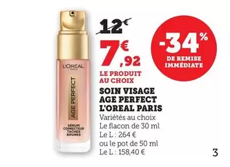 L'Oréal - Soin Visage Age Perfect offre à 7,92€ sur Bi1