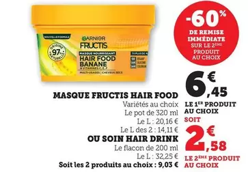Garnier - Masque Fructis Hair Food offre à 6,45€ sur Bi1