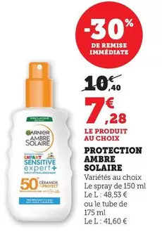 Garnier - Protection Ambre Solaire offre à 7,28€ sur Bi1