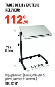 Table De Lit/Fauteuil Releveur offre à 112,9€ sur Bastide
