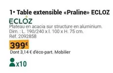 Ecloz - Table Extensible Praline offre à 399€ sur Gamm vert
