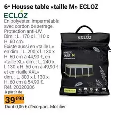 Ecloz - 6 Housse Table Taille M offre à 39,9€ sur Gamm vert