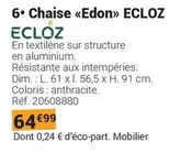 Ecloz - Chaise Edon offre à 64,99€ sur Gamm vert