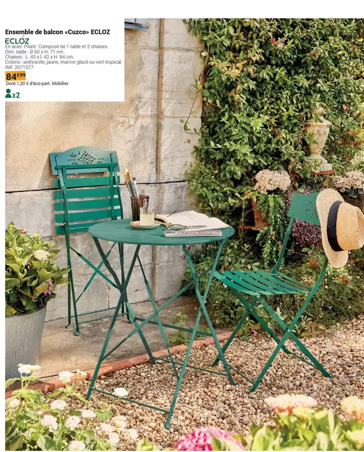 Eclóz - Ensemble De Balcon «Cuzco» offre à 84,99€ sur Gamm vert