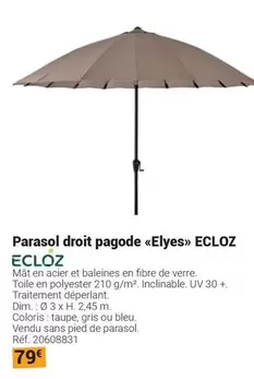 Eclóz - Parasol Droit Pagode «Elyes» offre à 79€ sur Gamm vert