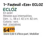 Ecloz - Fauteuil «eze» offre à 64,99€ sur Gamm vert