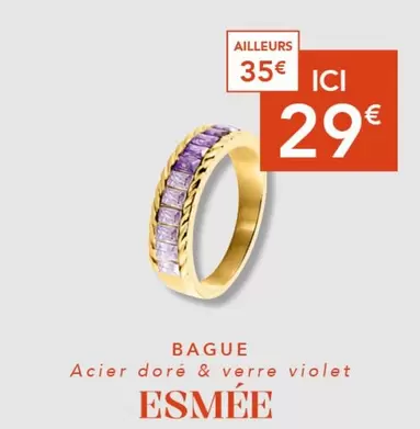 Bague Acier Doré & Verre Violet  offre à 29€ sur Trésor Bijoux