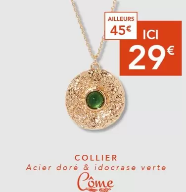 Collier Acier Doré & Idocrase Verte offre à 29€ sur Trésor Bijoux