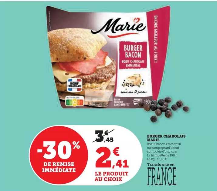 Marie - Burger Charolais offre à 2,41€ sur U Express