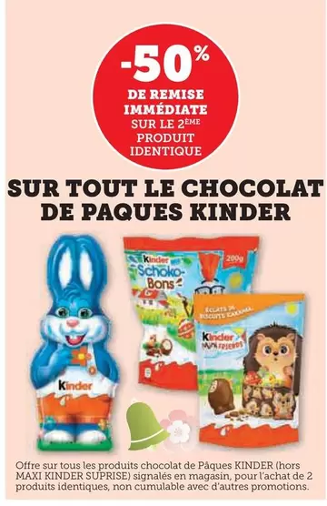 Kinder - Le Chocolat De Paques offre sur U Express