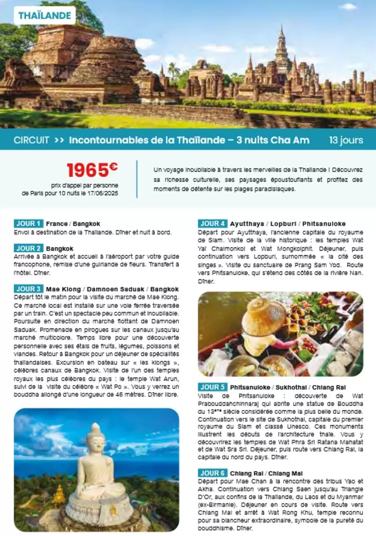 Incontournables De La Thaïlande-3 Nuits Cha Am offre à 1965€ sur Auchan Supermarché