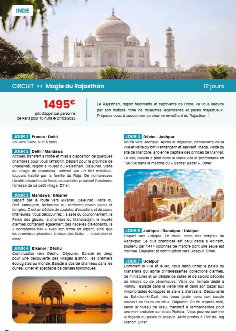 Magie Du Rajasthan offre à 1495€ sur Auchan Supermarché