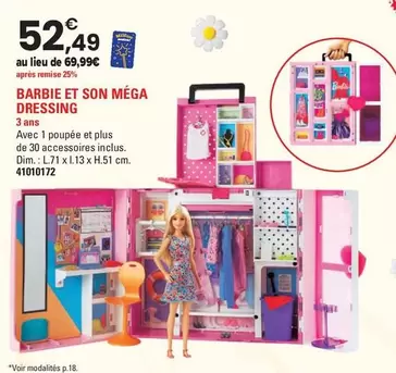 Barbie - Et Son Mega Dressing offre à 52,49€ sur JouéClub