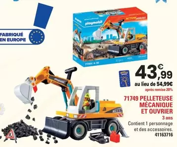 Playmobil - 71749 Pelleteuse Mécanique Et Ouvrier offre à 43,99€ sur JouéClub