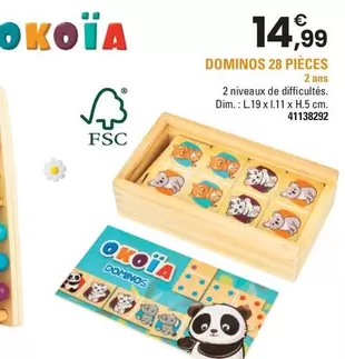 Okoia - Dominos 28 Pieces offre à 14,99€ sur JouéClub