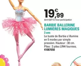 Mattel - Barbie Ballerine Lumières Magiques offre à 19,99€ sur JouéClub