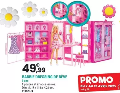 Mattel - Barbie Dressing De Reve  offre à 49,99€ sur JouéClub