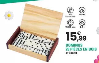 Dominos 28 Pièces En Bois offre à 15,99€ sur JouéClub