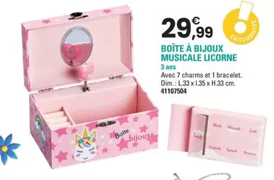 Boite A Bijoux Musicale Licorne offre à 29,99€ sur JouéClub